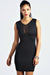 Black Textured Mesh Front Bodycon Dress - Ninostyle