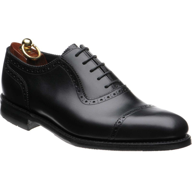 LOAKE - FLEET Premium calf semi brogue Oxford shoe - Black -Angle View