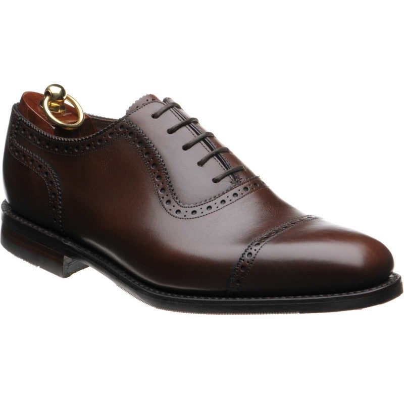 LOAKE - FLEET Premium Calf Semi Brogue Oxford Shoe - Dark Brown - Angle View