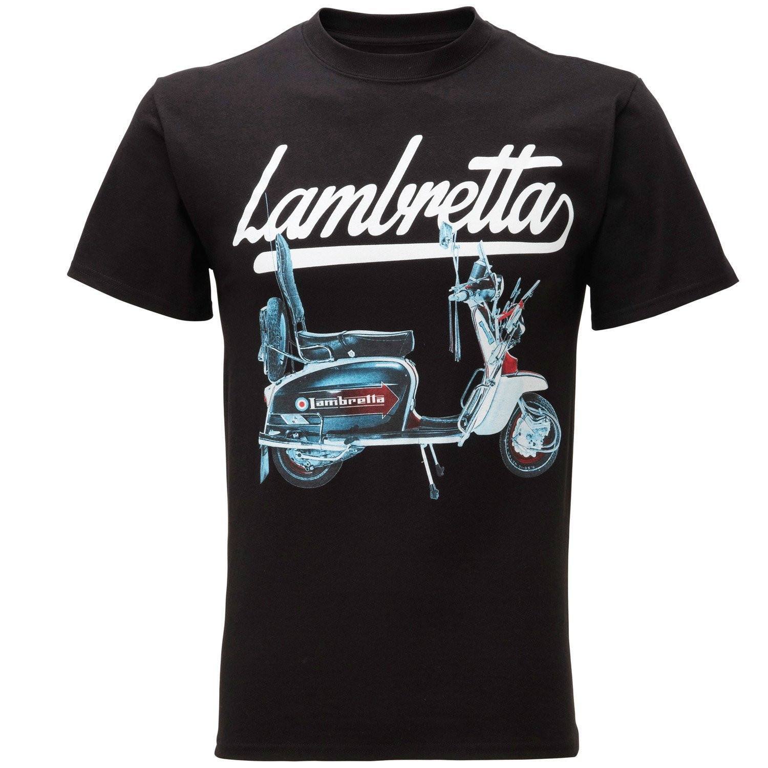 Lambretta Mens Retro Scooter Print T-Shirt - Black - Ninostyle