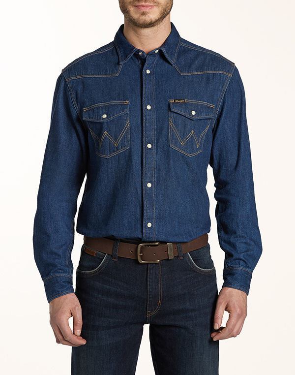 WRANGLER - CLASSIC WESTERN SHIRT - Dark Indigo - Casual Fit - Ninostyle