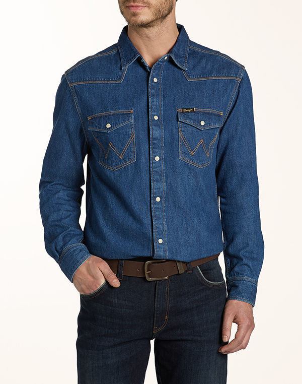 WRANGLER - CLASSIC WESTERN SHIRT - Indigo - Casual Fit - Ninostyle