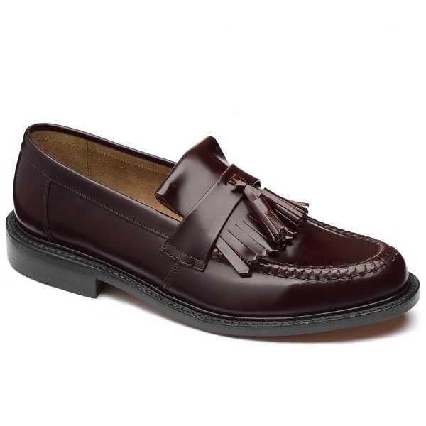 LOAKE Brighton Tassled Loafers Shoe - Burgundy - Ninostyle