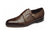 LOAKE Cannon Calf Double Buckle Monk Shoe - Dark Brown - Angle View