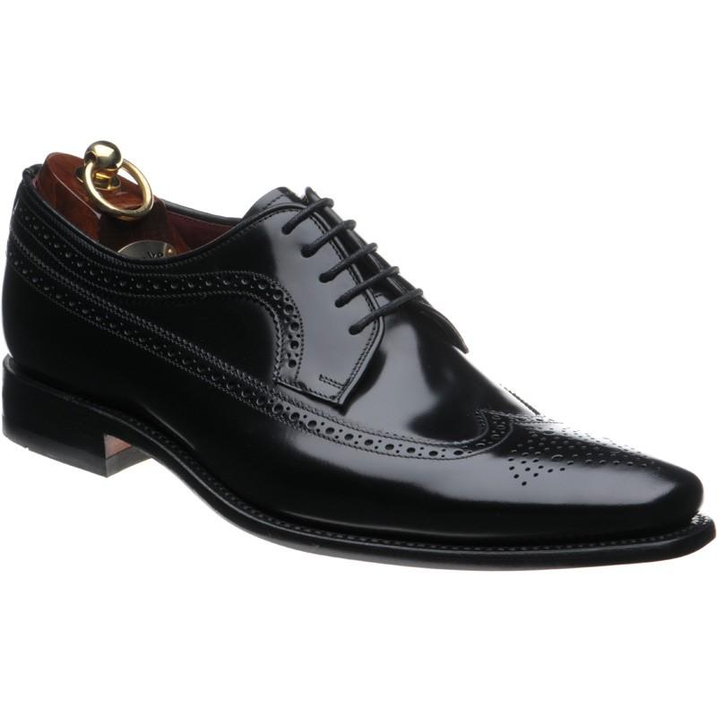 LOAKE Clint Brogue Derby shoe - Black Polished - Angle View