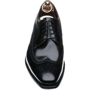 LOAKE Clint Brogue Derby shoe - Black Polished - Front View