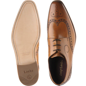 LOAKE Kruger Derby Brogue shoe - Tan Calf - Sole/ Top View