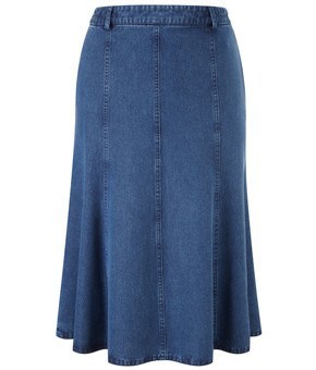 LADIES INDIGO CHAMBRAY PANELLED SKIRT - CC - Ninostyle