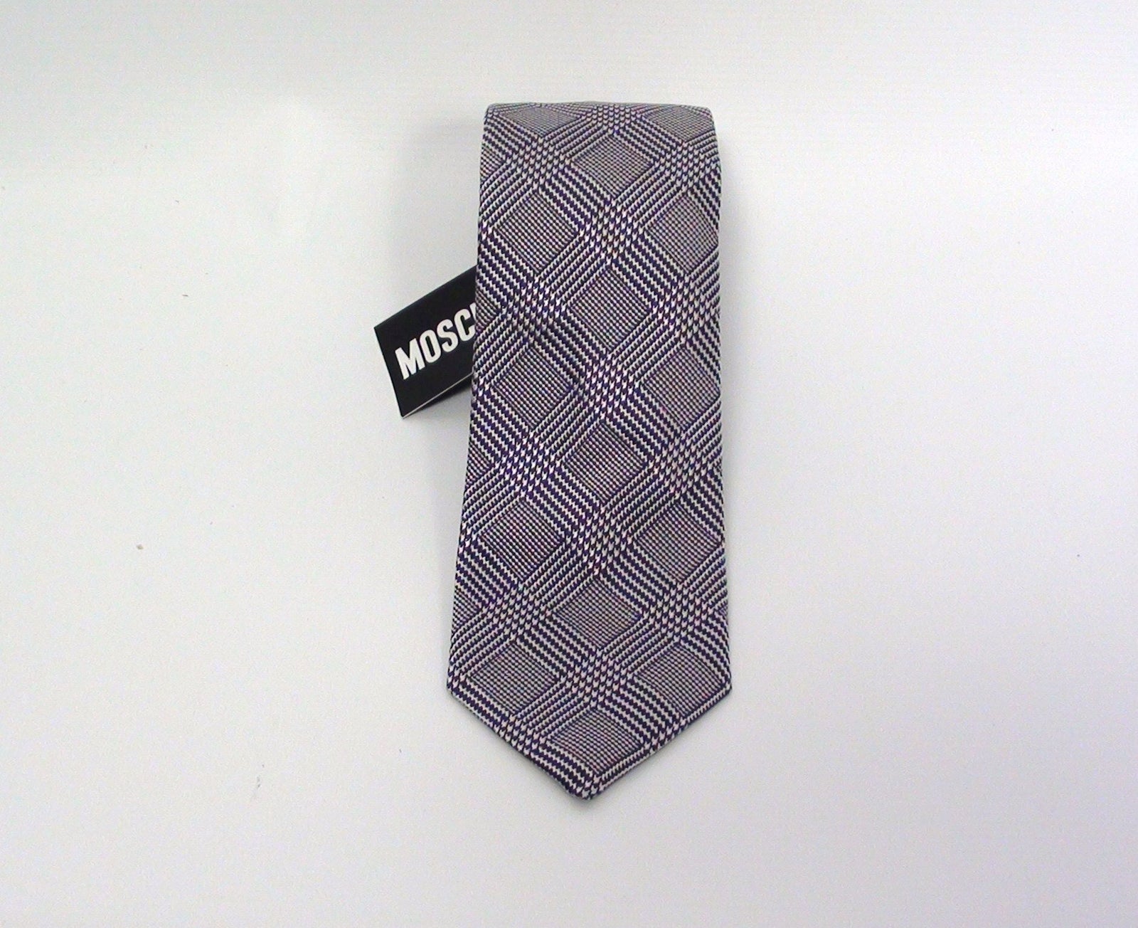 Silk Tie - MOSCHINO - Grey Check - Ninostyle