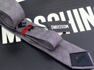 Silk Tie - MOSCHINO - Grey Check - Ninostyle
