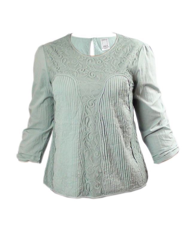 LADIES PINTUCK/LACE PANEL DETAIL LONG SLEEVE TUNIC TOPS - Ninostyle
