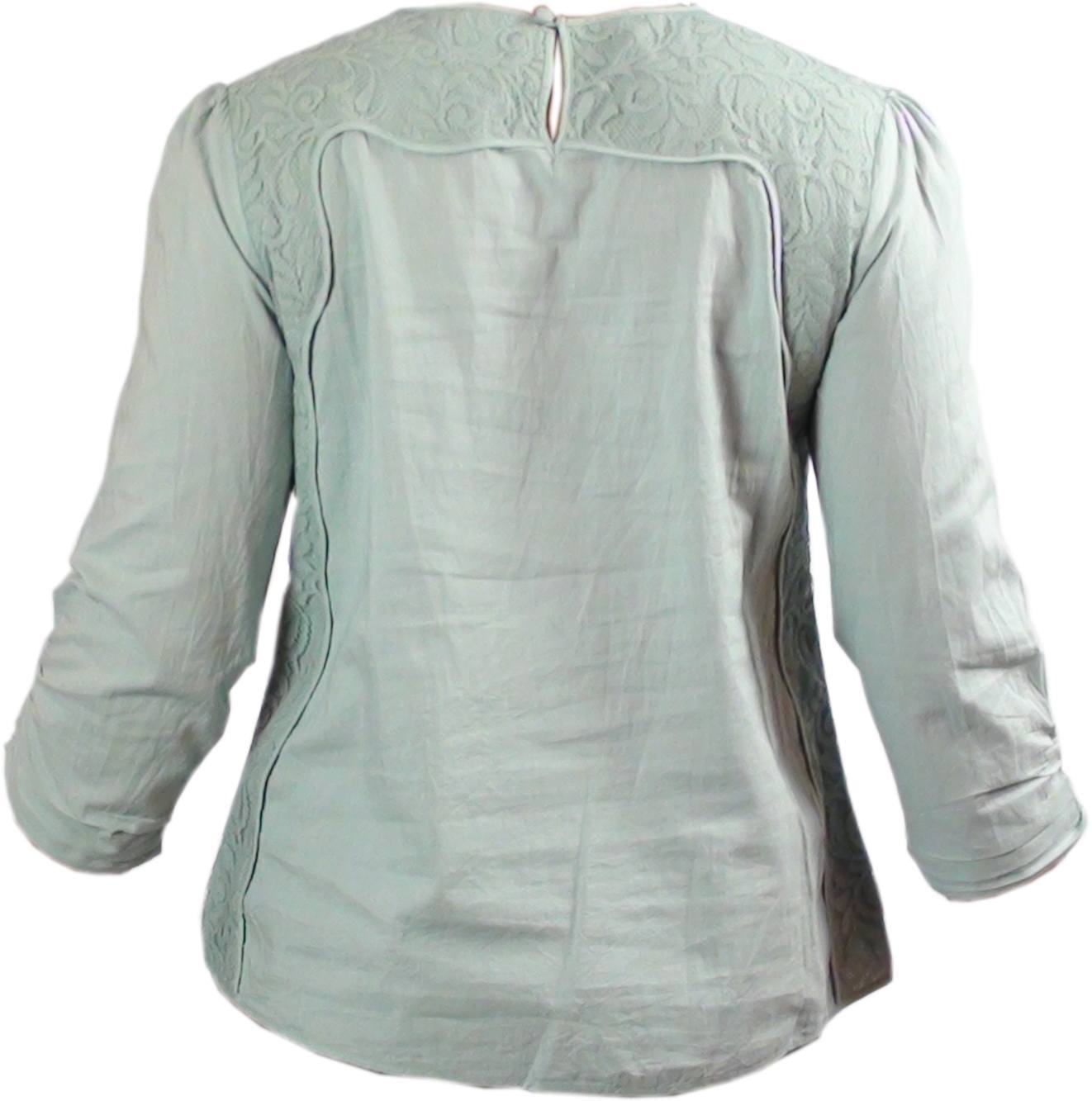 LADIES PINTUCK/LACE PANEL DETAIL LONG SLEEVE TUNIC TOPS - Ninostyle