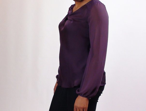 LADIES PURPLE TWISTED NECK EMBOSSED SPOT/CHIFFON BACK NECK - Unbranded - Ninostyle