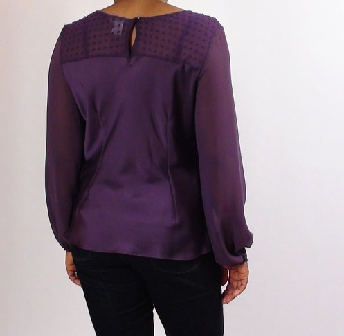 LADIES PURPLE TWISTED NECK EMBOSSED SPOT/CHIFFON BACK NECK - Unbranded - Ninostyle